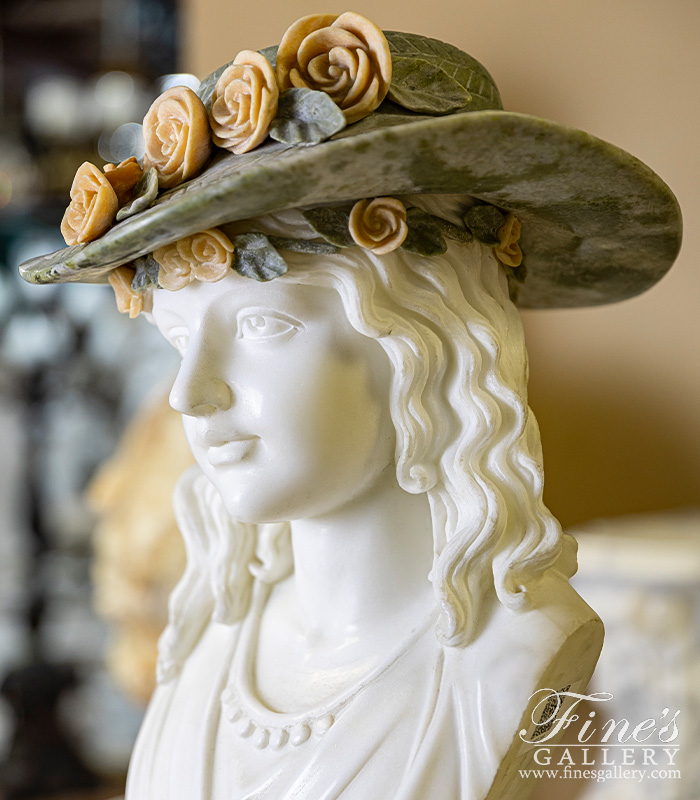 Marble Statues  - Rose Beuret Hat Portrait Marble Bust - MBT-399